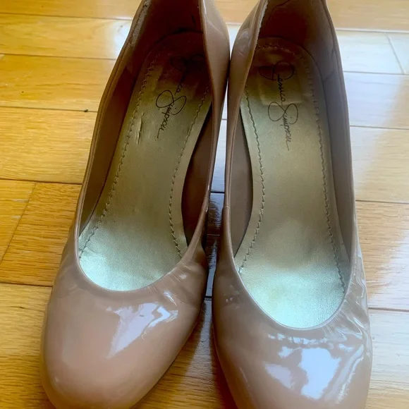 Jessica Simpson | Shoes | Beige Patent Leather Jessica Simpson Wedge Dress  Shoes Size 75 Hardly Worn | Poshmark